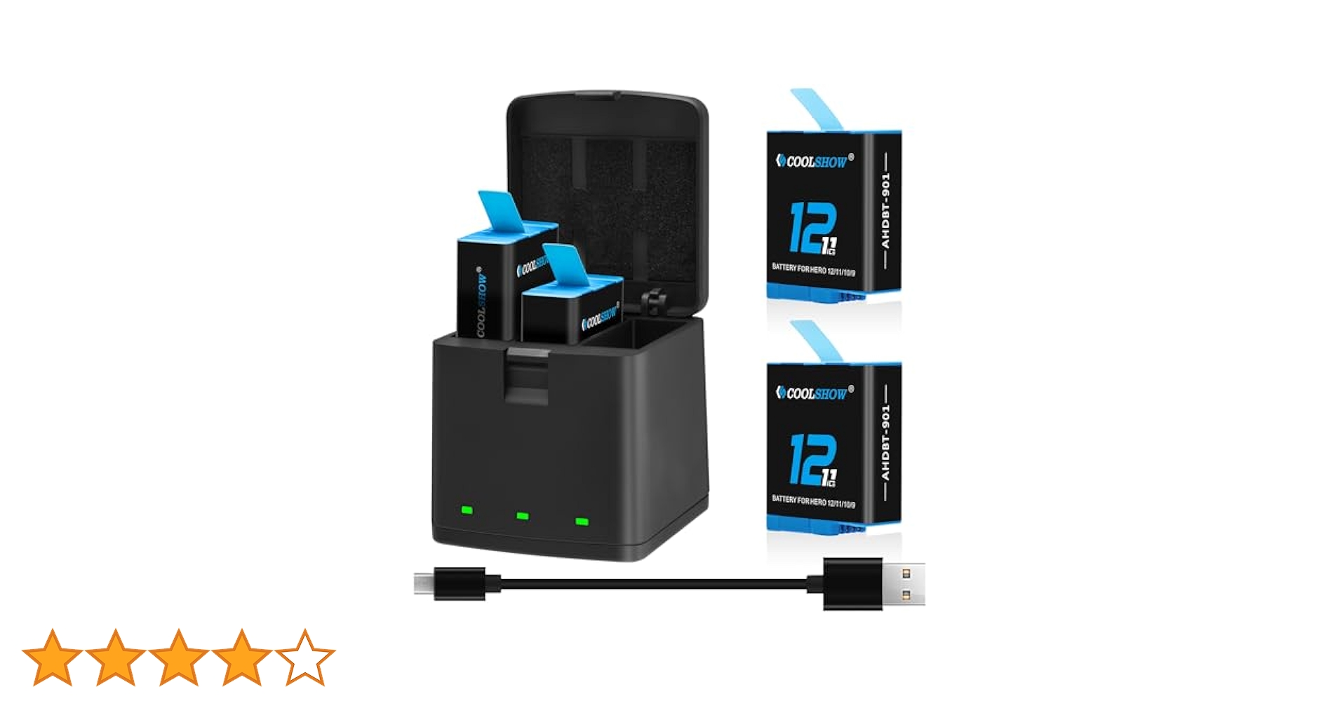 Amazon | COOLSHOW GoPro Hero 12/Hero 11/Hero 10/9 バッテリー